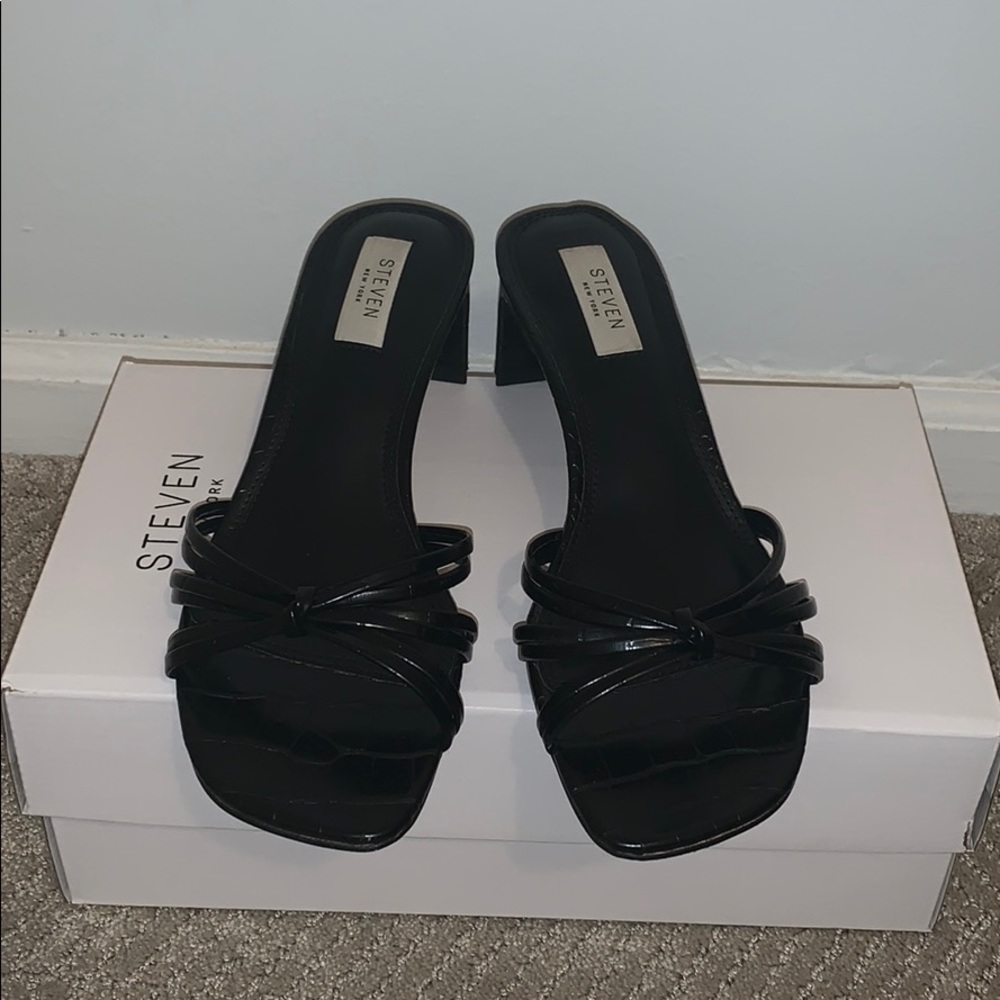 Steven Ophelia Black Croc Mules